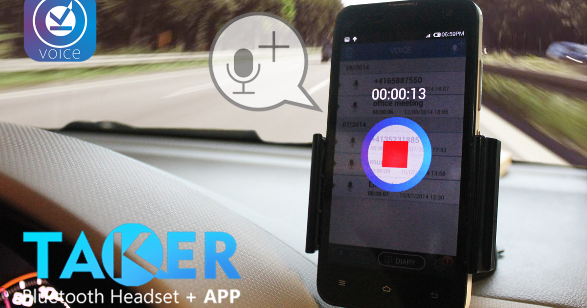 TakerBluetooth headset with voice recording APP Indiegogo