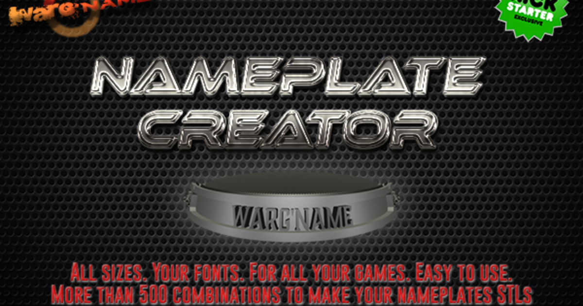Easy nameplate creator for your miniatures stl indiegogo