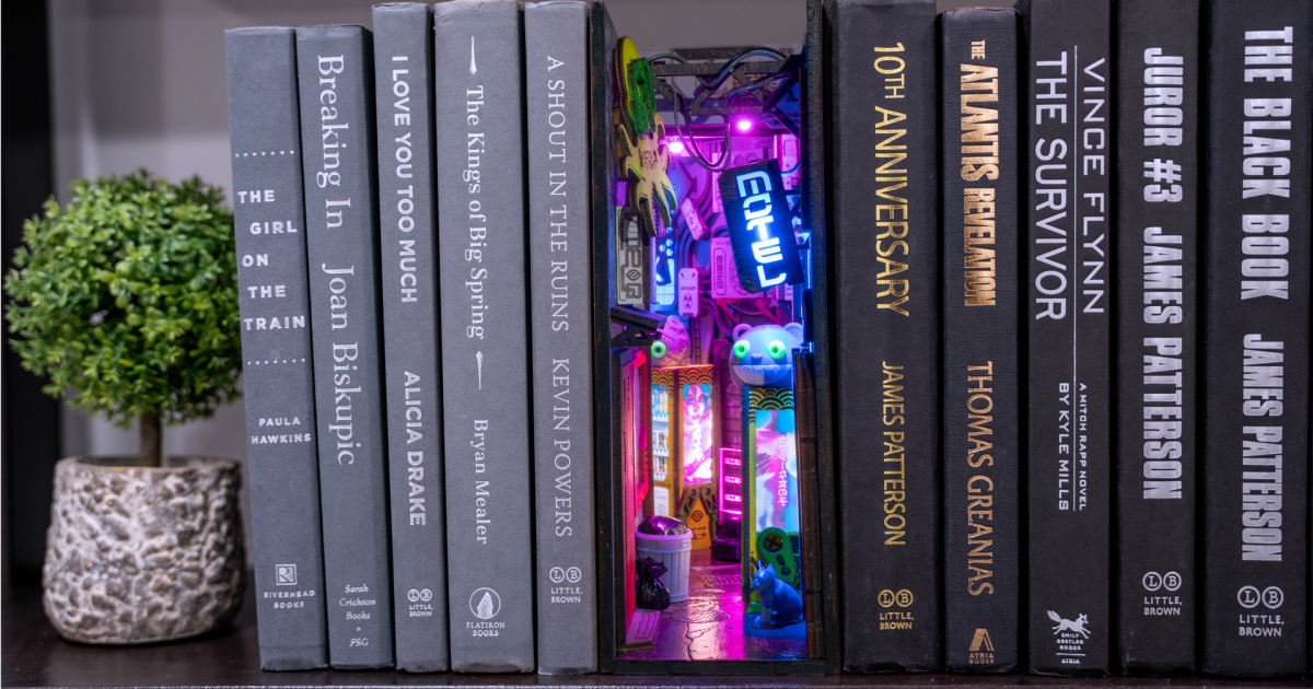 Cyberpunk Mini Alley Bookshelf Insert, Booknook Indiegogo