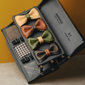 EGGO - Two-sided Premium Leather & Fabric Bow Ties