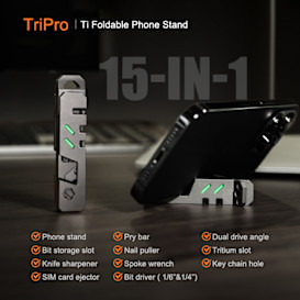 The TriPro Stand:15-in-1 Ti EDC Tool & Phone Stand
