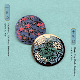 DrainArt :Enamel Pins based on Japan Manhole cover