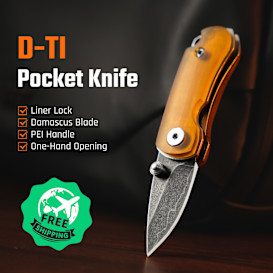 D-TI EDC Pocket Knife With Damascus Blade