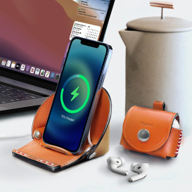 VogDUO - Leather iPhone Stand and AirPods Case
