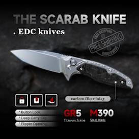 The Scarab Knife: Ti handle with M390 Blade knives