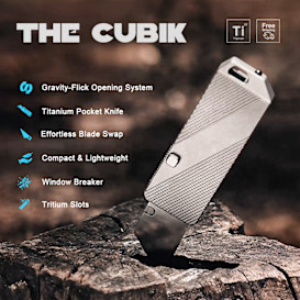 The Cubik - Ti EDC Pocket Knife, Button-Flick Open