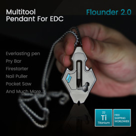 The Flounder 2.0: 13-in-1 Ti EDC Multitool Pendant