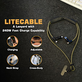 LiteCable: Wearable 6-in-1 240W Charging Lanyard