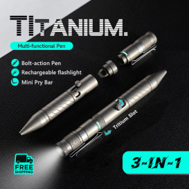 The BoltLite:Titanium Pen & Flashlight & Pry Bar