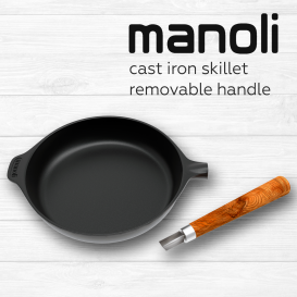 MANOLI Cast Iron Skillet with Removable Handle