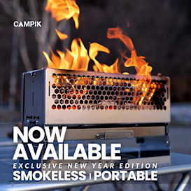 CAMPIK Smokeless Fire Pit - Expandable & 3 Grills