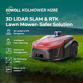 KOWOLL M28E: 3D LiDAR SLAM & RTK Robot Lawn Mower