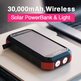 ChargeLabs: IP65 Wireless Charging Solar PowerBank
