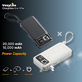 ChargeMate 3in1: Power Bank With AC Plug & Cables
