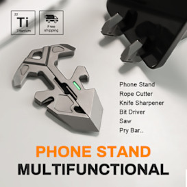 V-Stand: Titanium Multi-Tool Phone Stand for EDC