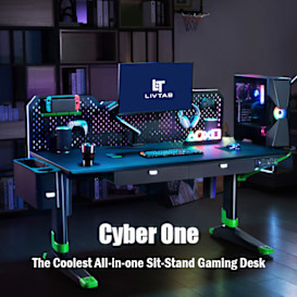 Livtab CyberOne Versatile Sit to Stand Gaming Desk