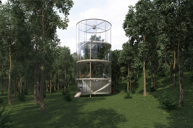 Glass house around a Tree