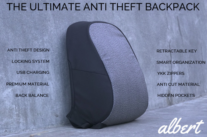 albert anti theft backpack