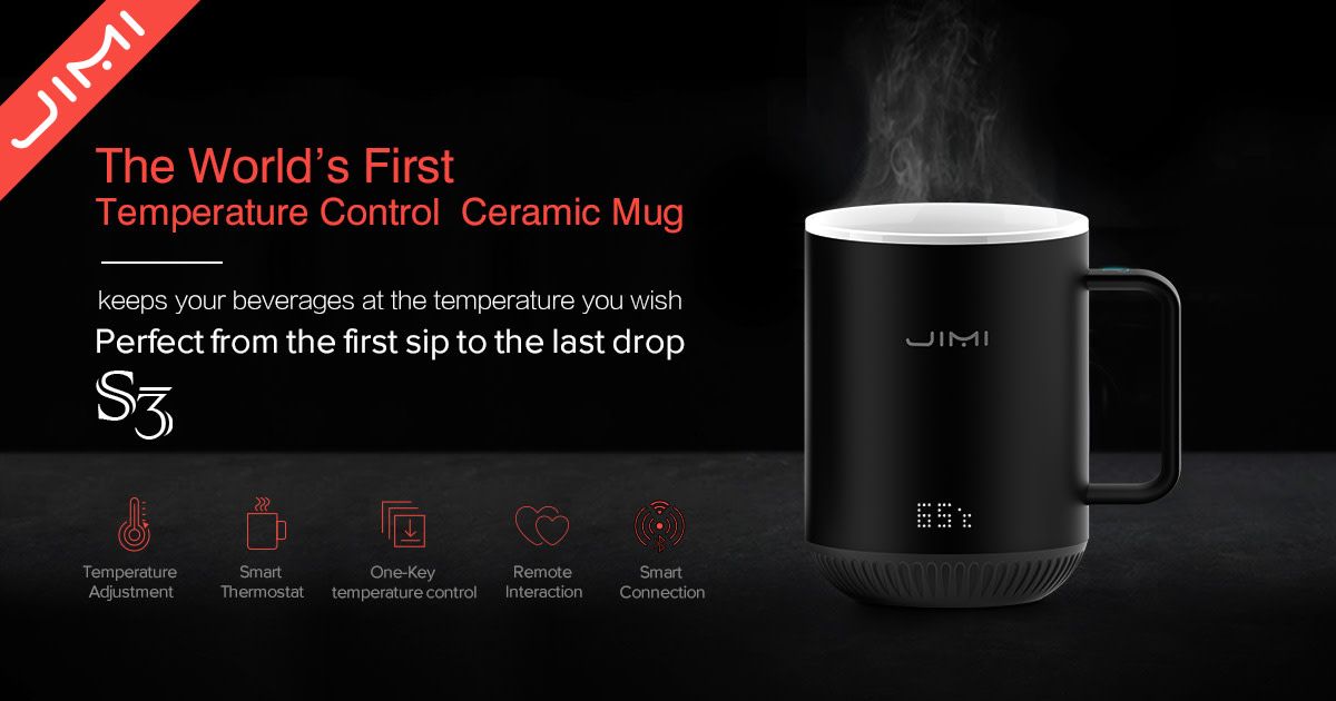 Smartshow Temperature Control Ceramic Smart Mug,Warmer for Home/Office/Coffee/Tea/Milk/Juice,Best Gift Idea,Remote Interaction,Touch Tech&LED Display 