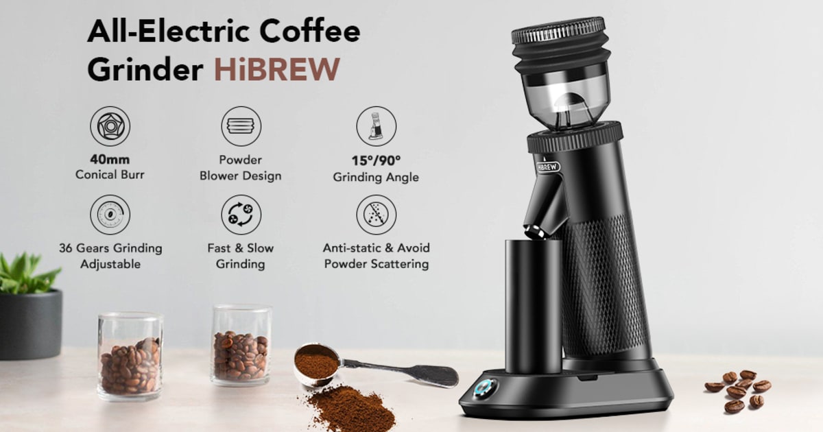 HiBREW G4A Portable Manual Coffee Grinder, 36mm Core, Metal Powder