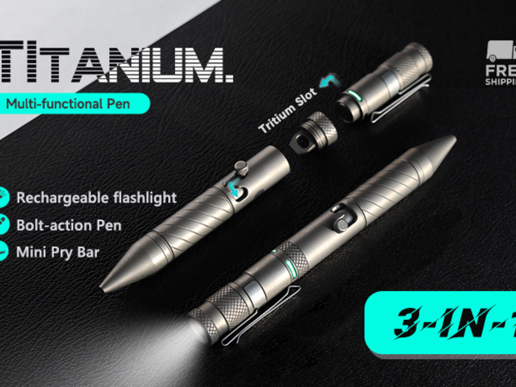 Edc Pen Best Penlight Flashlight The BoltLite:Titanium Pen