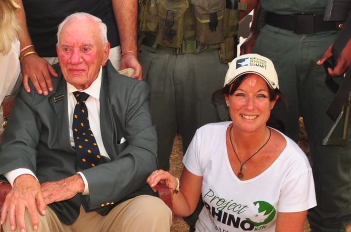 Sheelagh with Dr Ian Player, a dear friend of hers, at the World Youth Rhino Summit 2014,