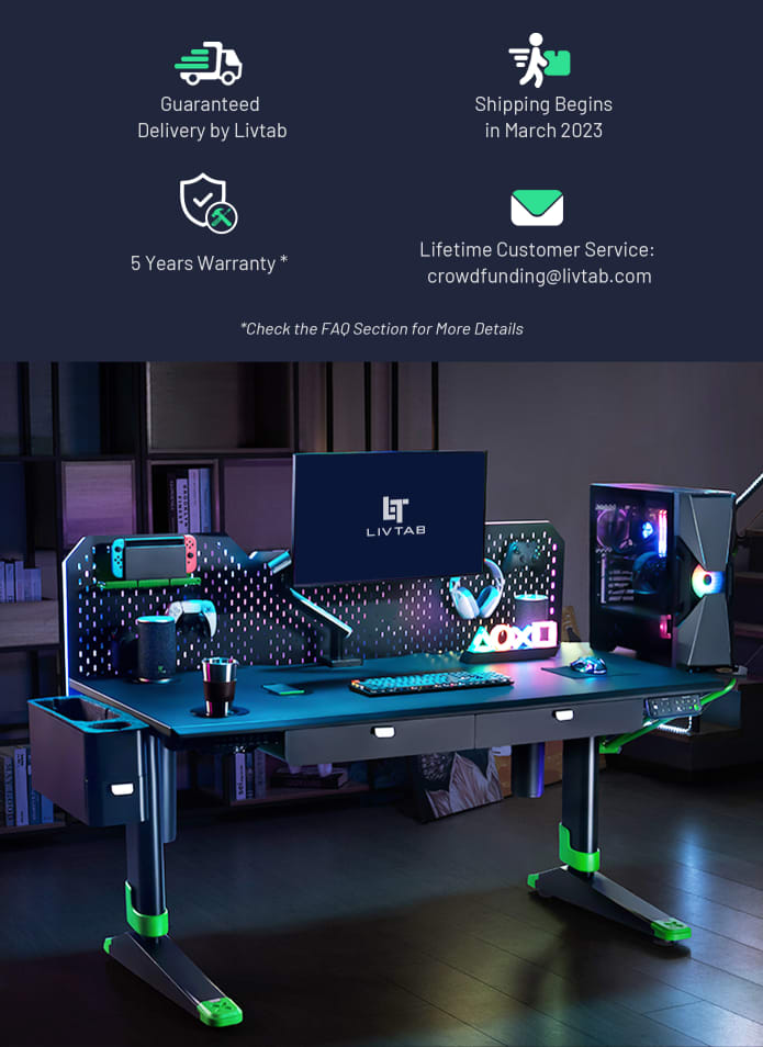 Livtab CyberOne Versatile Sit to Stand Gaming Desk Indiegogo