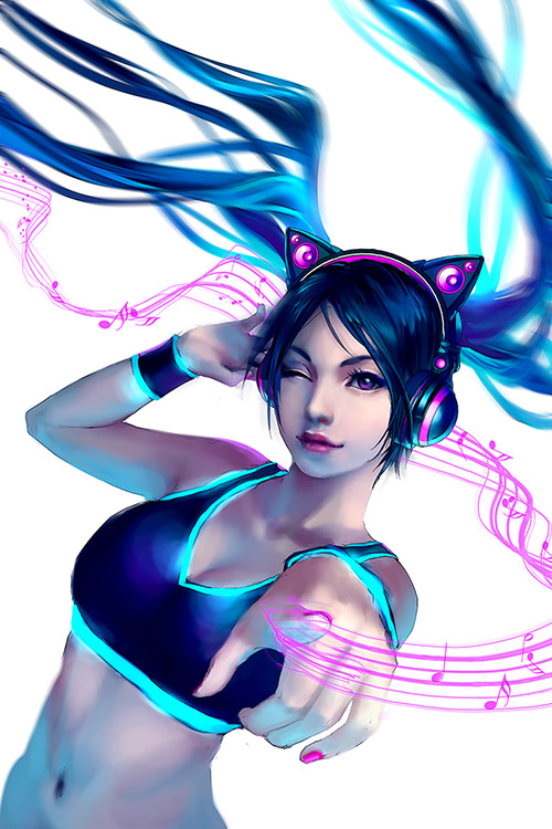 Anime Girl Wearing Cat Headphones