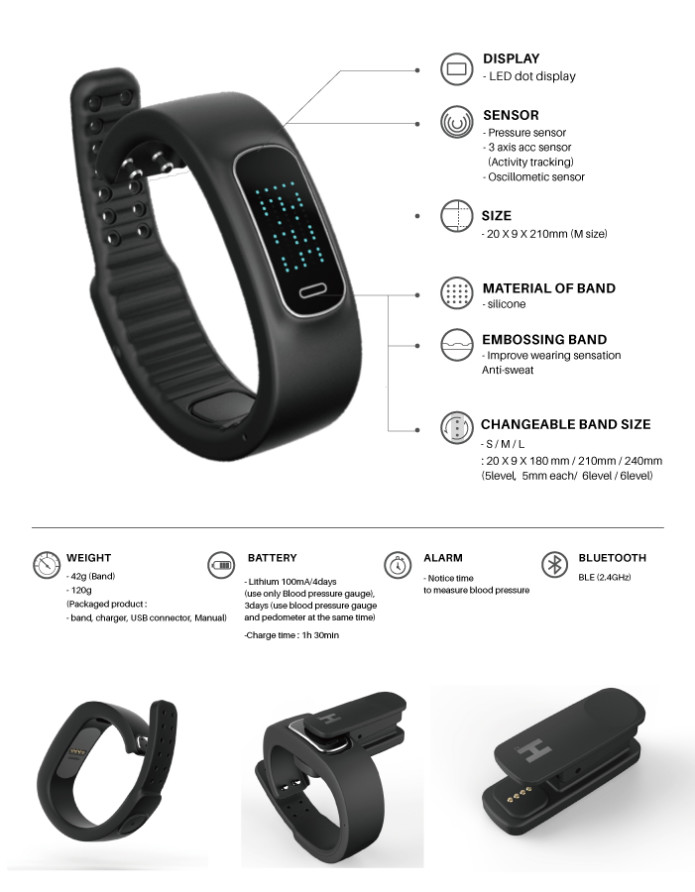 h2 blood pressure smartband