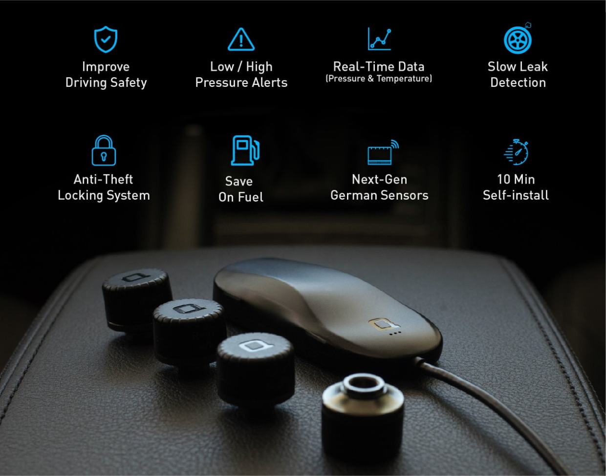 TPMS with APP nonda ZUS AccurateTemp Smart Tire Safety Monitor Slow Leak Detection 