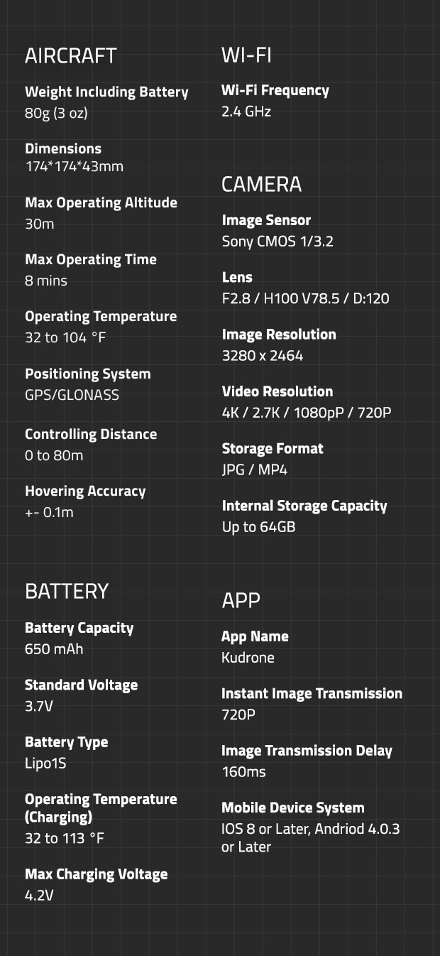 並行輸入品】Kudrone｜手のひらサイズのGPS自動追跡・4Kカメラ搭載