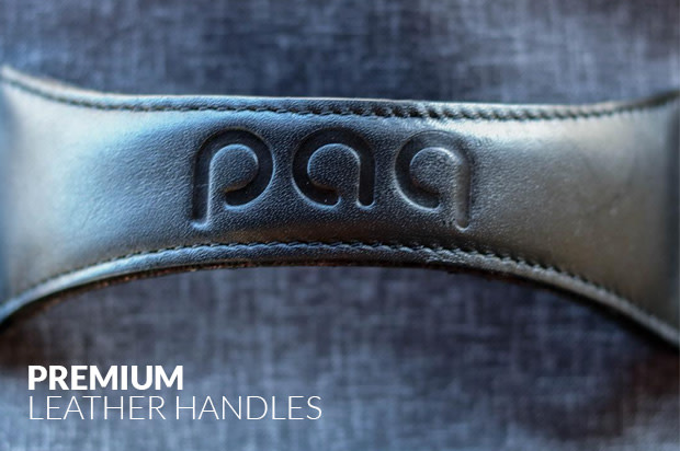 Paq bags have premium leather handles to hold up to your adventures
