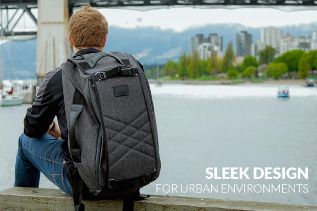 The paq bag has a sleek design for urban environments