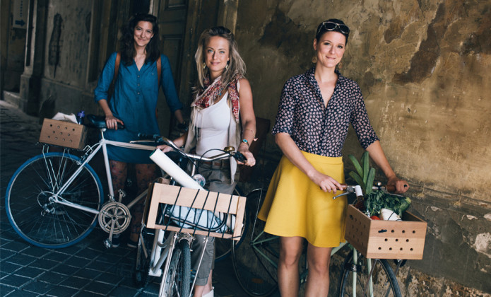 wooden crate bike basket