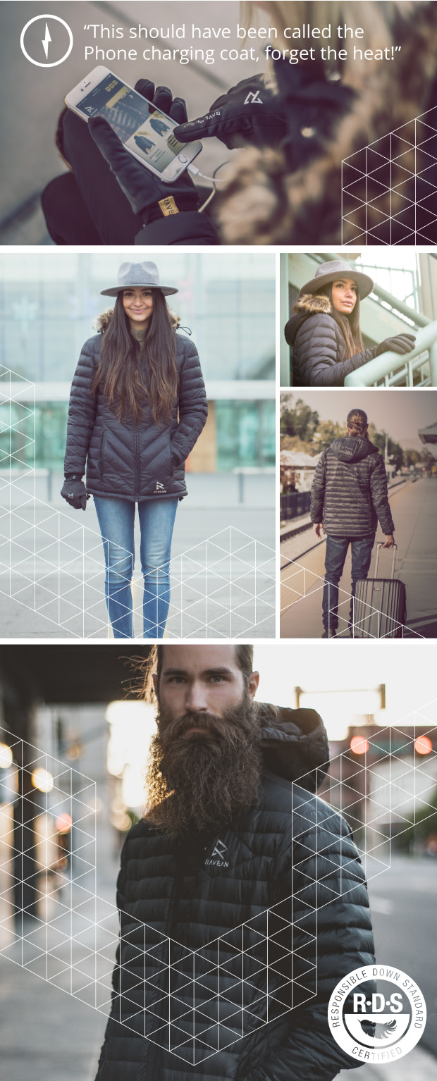 Ultimate Heated Jacket and Gloves RAVEAN DOWN 2.0 Indiegogo