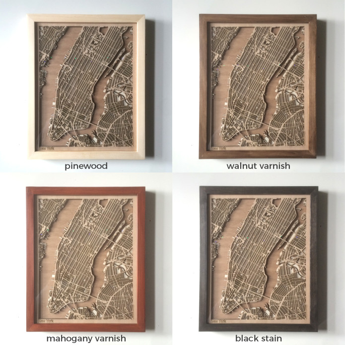 CityWood - Minimal Wooden, Maps Laser Cut Wood Map | Indiegogo