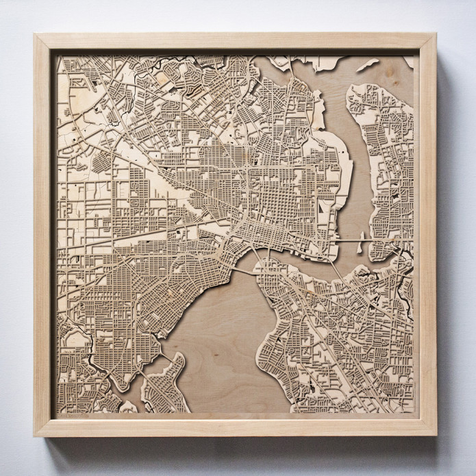 CityWood - Minimal Wooden, Maps Laser Cut Wood Map | Indiegogo