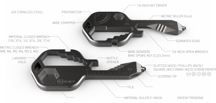 Weapon - Geekey Gkey Stainless Steel Multi-tool (24 in 1 multi-function) KEY FUNCTION  NEW