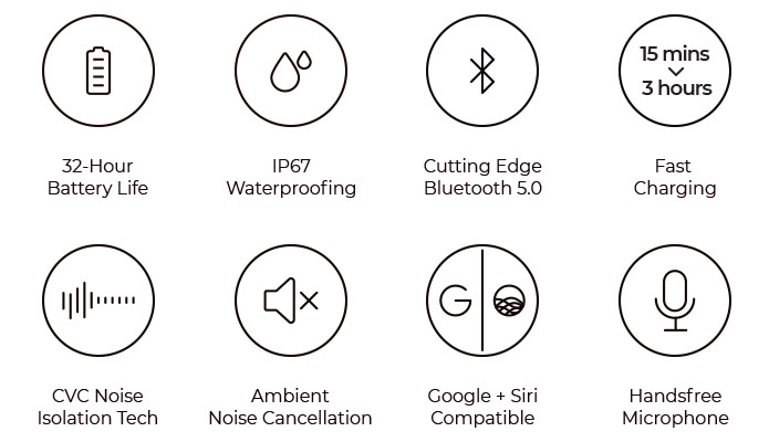 ARIA Waterproof Earbuds: Bluetooth 5 & 32h Battery | Indiegogo