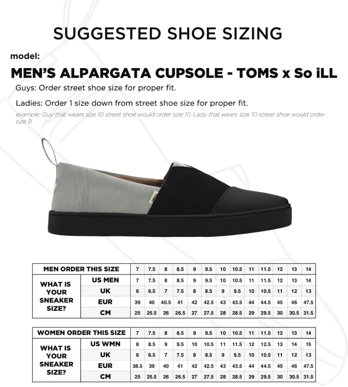 Toms Shoes Size Chart