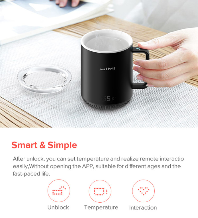 Smartshow Smart Temperature Control Ceramic Mug,Warmer for Home/Office/Coffee/Tea/Milk/Juice,Best Gift Idea,Remote Interaction,Touch Tech&LED