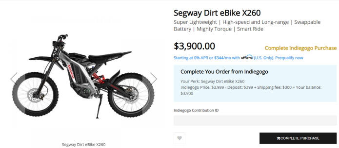 segway dirt bike price