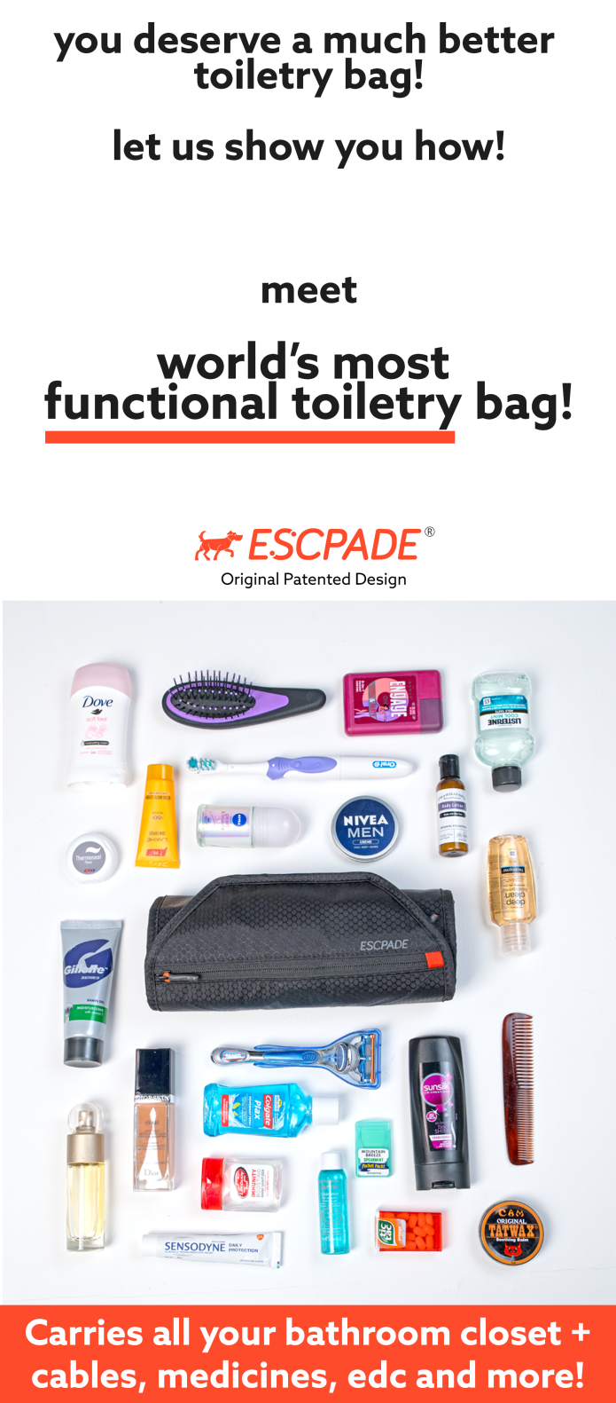 Toiletry Bag For Mens Large Dopp Kit Double Zipper Travel Shaving Bag  Synthetic | eBay