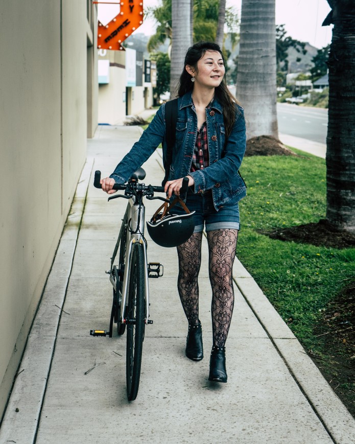 Krystyn Walking the FLX Babymaker Electric Fixie