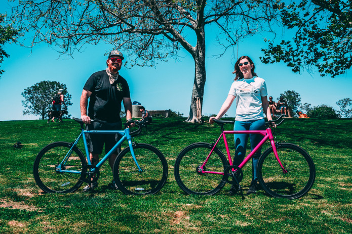 Richard and Elizabeth on the FLX Babymaker Electric Road Bike