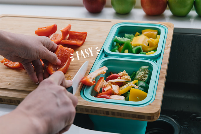 TidyBoard - Cutting Board with Meal Prep Containers