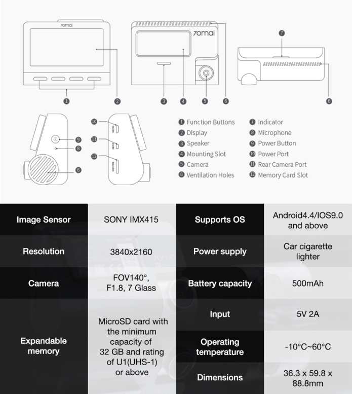 70mai A800: Dual-vision 4K Dash Cam for 24h Guard