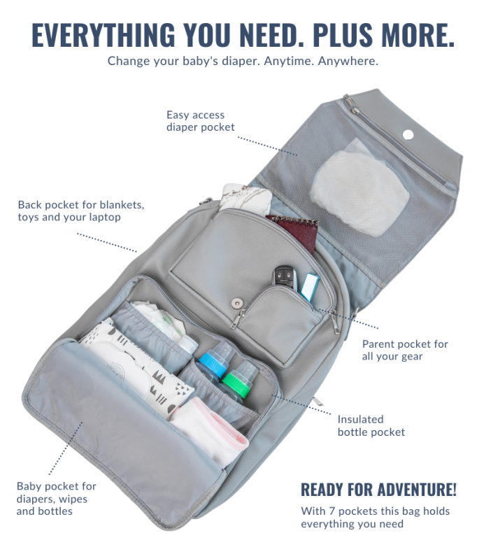 diaper bag with built in changing station