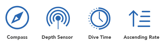 Hotdive H2 Pro have dive computer functions include compass, depth sensor, dive time and ascending rate