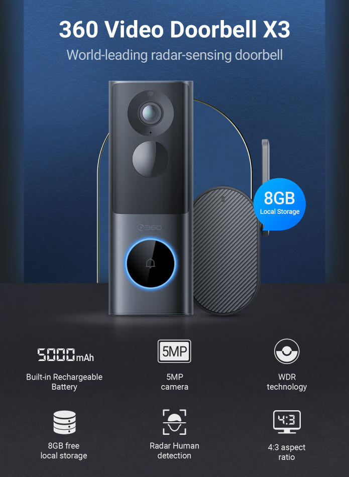 360 Video Doorbell X3: The radar sensor doorbell | Indiegogo